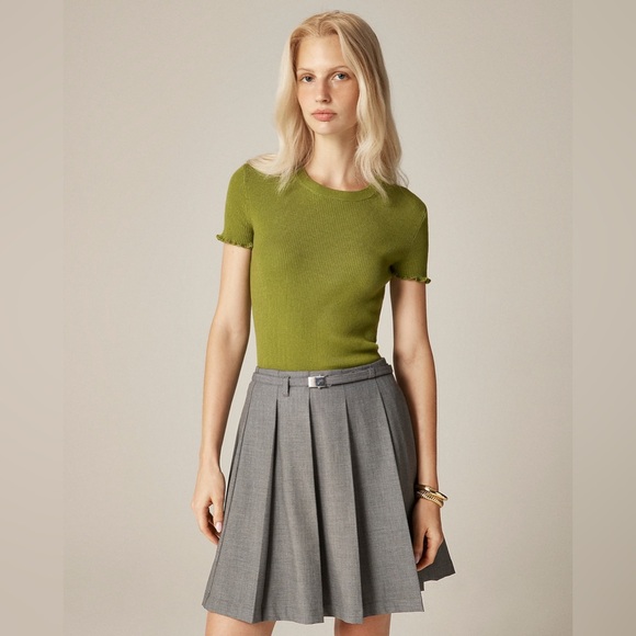 J. Crew Tops - Black J. Crew Ruffle-trim T-shirt in TENCEL™ lyocell blend